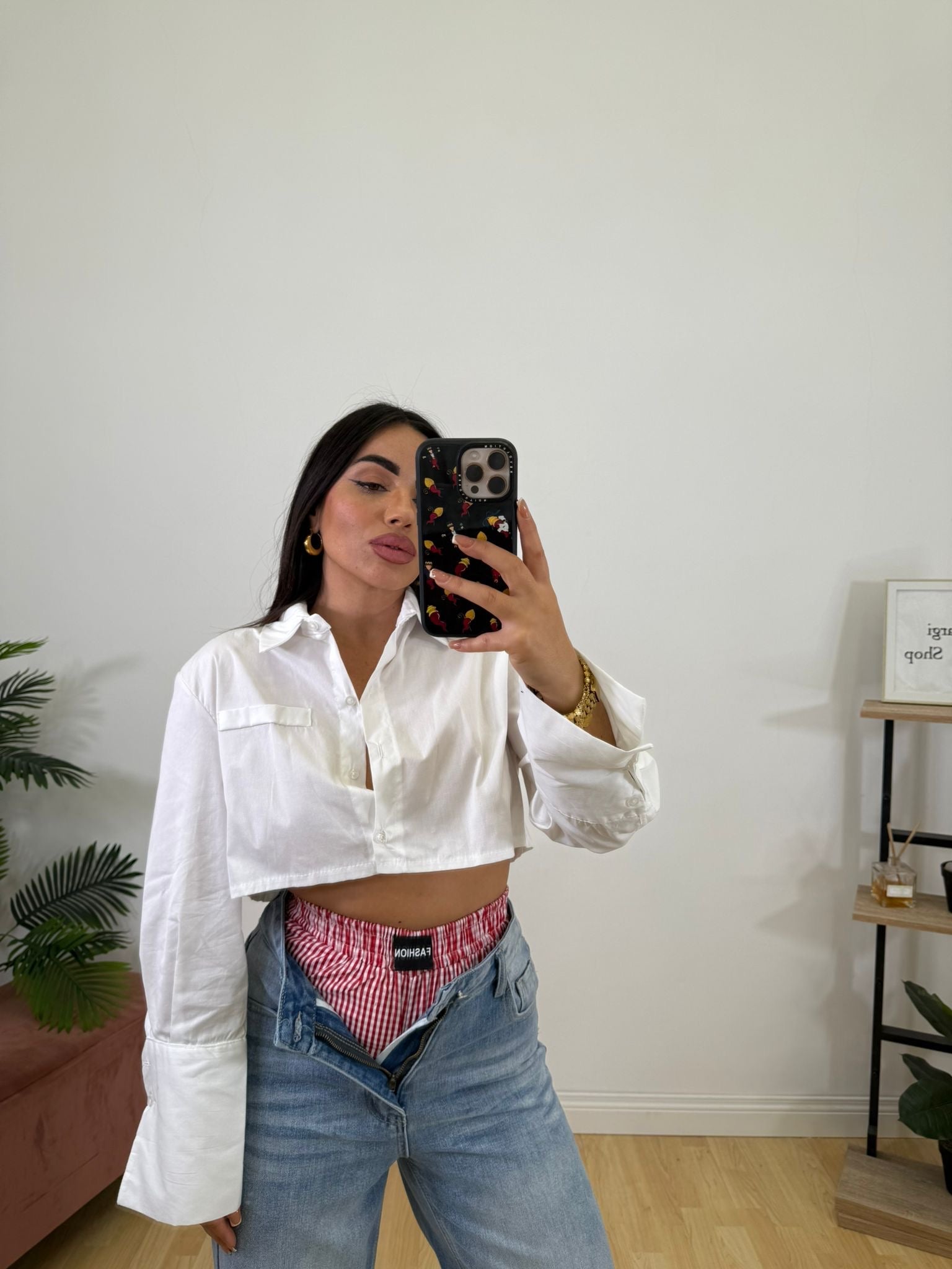 Camicia Crop taschino