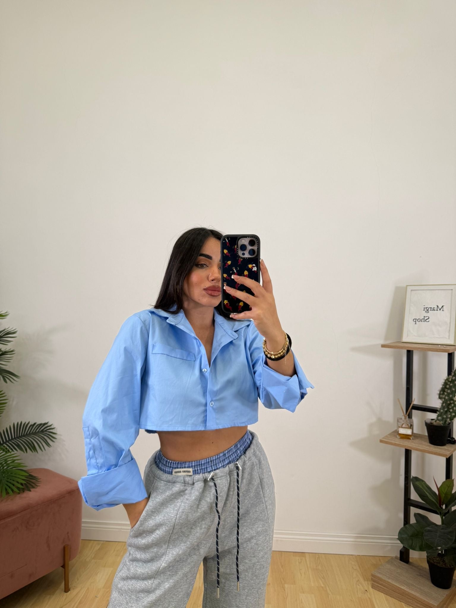 Camicia Crop taschino