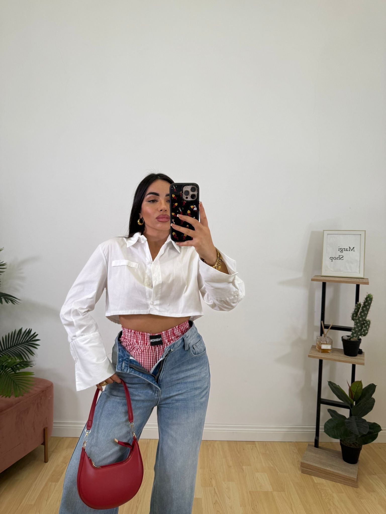 Camicia Crop taschino